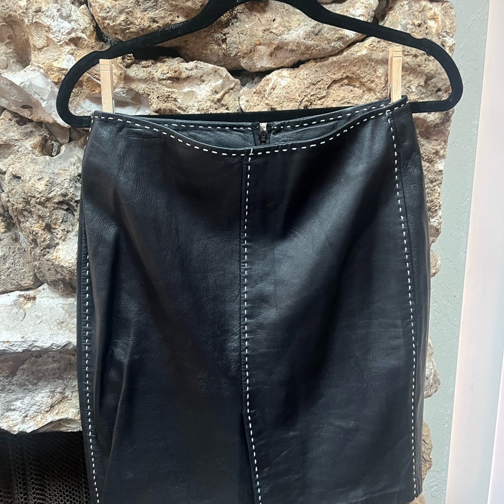 International Concepts Black Leather Skirt Size 6